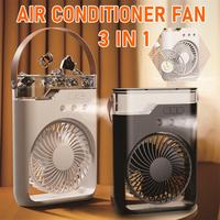 Three-in-one Fan Air Conditioner Home Desktop Fine Water Mist USB Spray Fan LED Night Light Portable Humidifier Mini Cold Air Bl