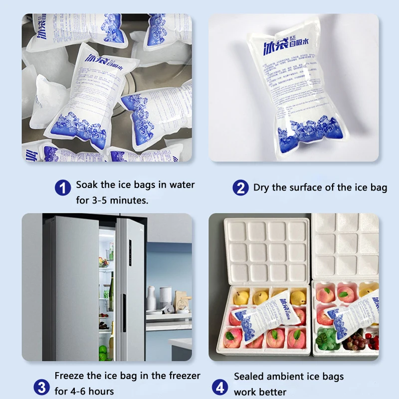 Nuevo paquete de bolsa de hielo con absorción automática de agua, conservación de alimentos congelados, dolor, compresa fría, bebidas, fruta, bolsa