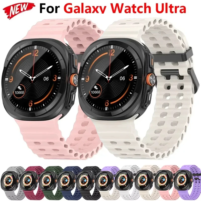 

NEW Marine Silicone Strap For Samsung watch ultra 47mm Sports Bracelet No Gaps Band For Galaxy Ultra 47mm watchband Accessories