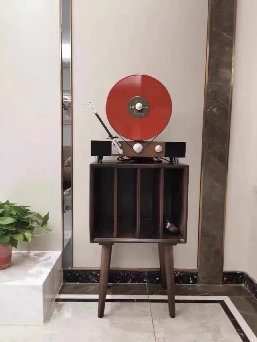 *Solid Wood Storage Cabinet for Gramophone No Installation Required Versatile for Home Living Room Hotel Home Office