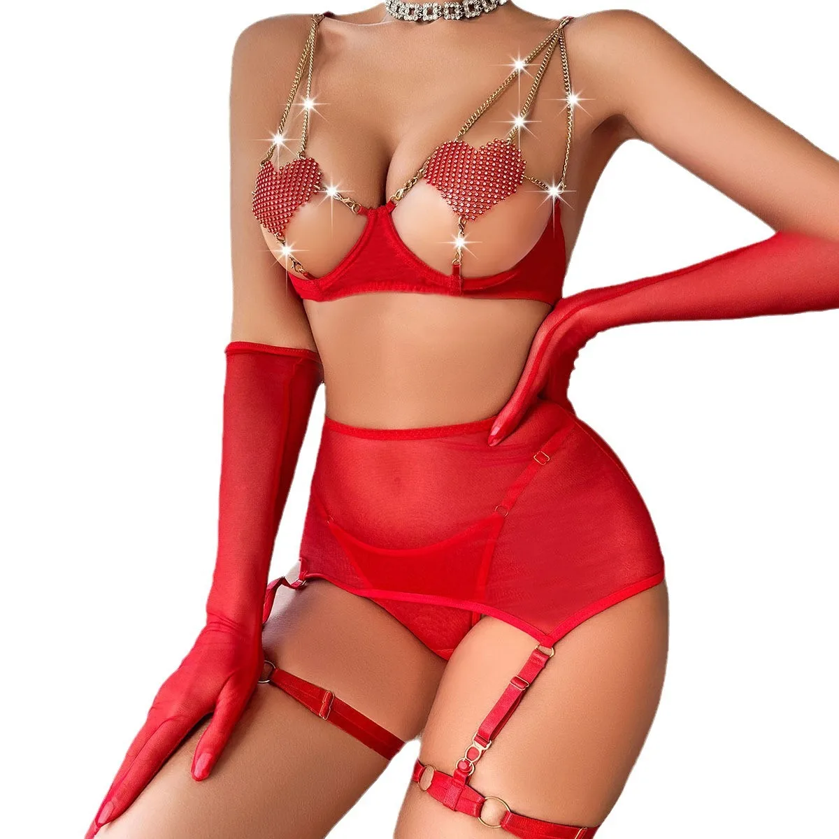 Sexy Lingerie set Sexy Luxury Erotic Set Underwear See Through Women Attractive Chest Suspenders Romantic Ensemble Outfit