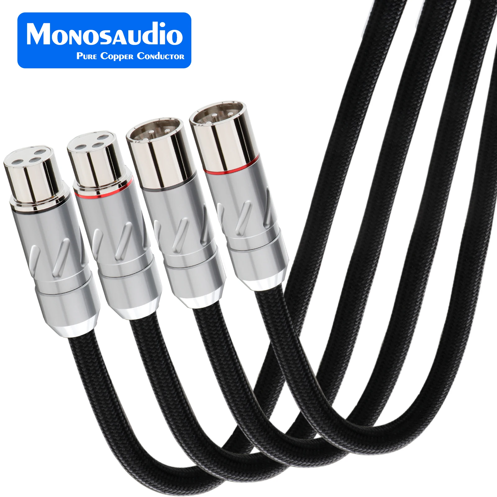 Monosaudio PS75X0R Audiophile HiFi Audio Pure Silver Balanced Signal Cable with High-end Rhodium-plated Pure Copper XLR Plug