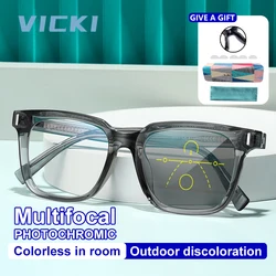 VICKI Men's Geometric Large Frame Glasses Progressive Multifocal Glasses Can Be Customized Prescription Anti-blue Light Glasses