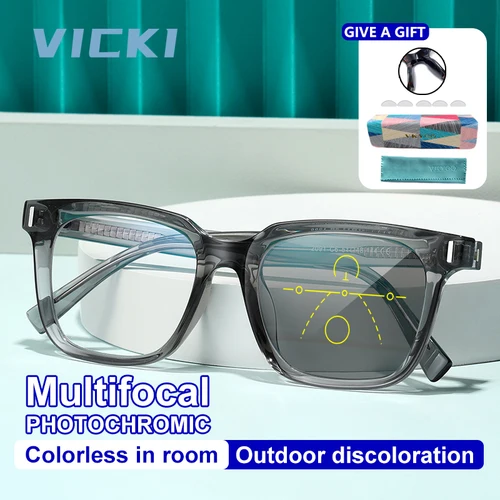Imagen 1 del producto Gafas VICKI con montura grande geométrica para hombre, gafas multifocales progresivas, se pueden personalizar, gafas graduadas antiluz azul