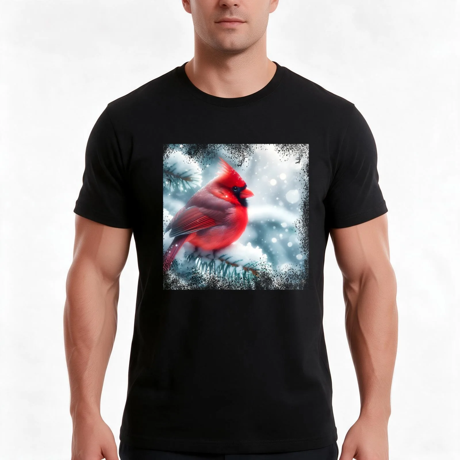 Northern Cardinal Christmas T-Shirt, Summer Casual Cotton Tee, Oversized Streetwear Tops, Vintage Graphic Print, 100% Cotton