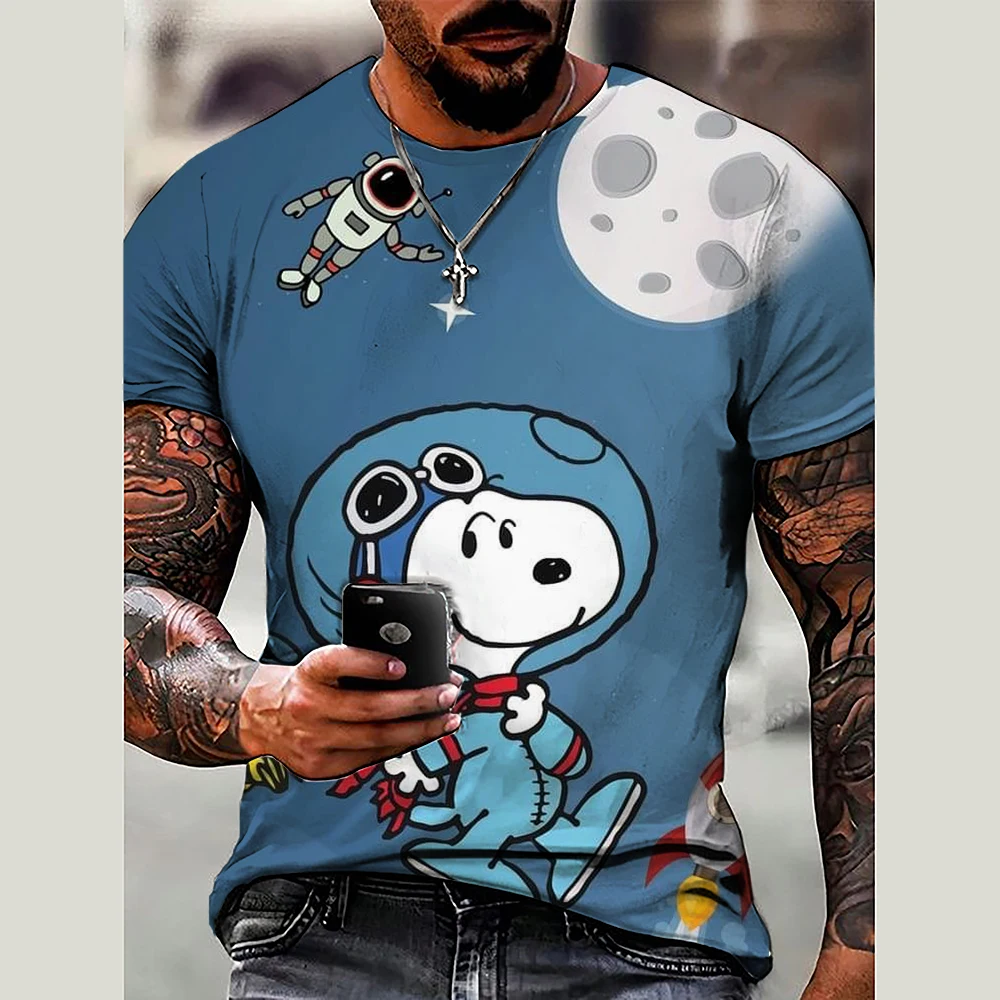 2024 T Shirt For Mens Fun Snoopy Print Short Sleeve Top 3D Casual Street Man's T-shirt Oversized Tee Shirt Men Vintage Clothing