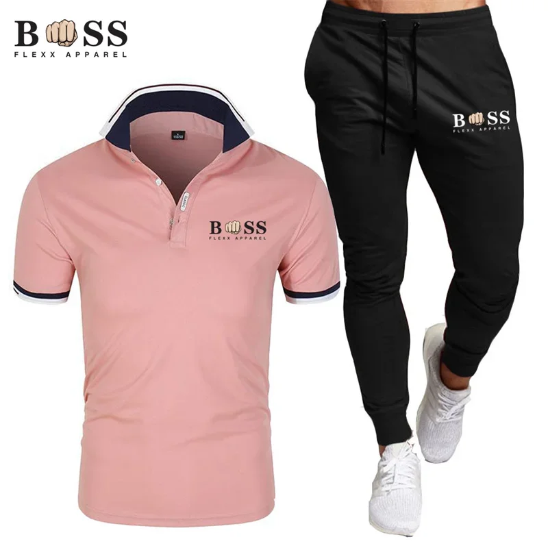 Conjunto deportivo de dos piezas para hombre, POLO y pantalones de marca para correr y Fitness, verano, 2024