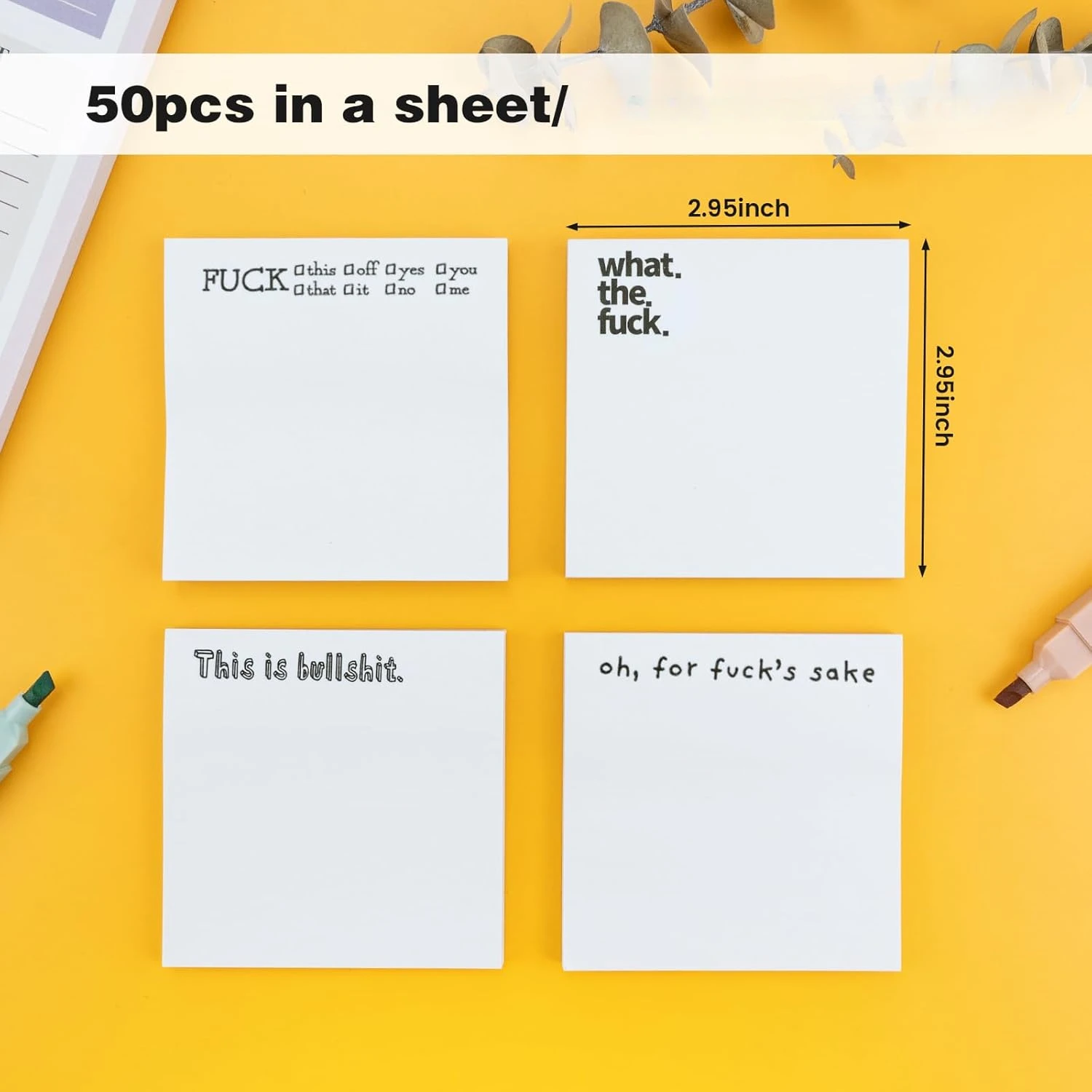 50 sheet interesting Sticky Note To-Do List Notepad Novelty Funny Memo pad Sticker Current Mood Sticky Note Tabs Office Supplies