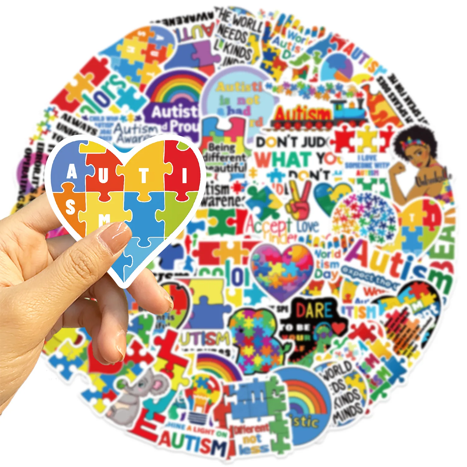50pcs World Autism Day Sticker For Notebook Wall Decorative DIY Waterproof Stickers