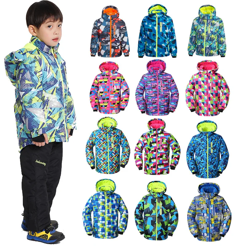 2026 Children's Jumpsuit Ski Jackets Waterproof Warm Boy Girl Coats Kids Mountain Sport Winter Clothes Overalls Snowsuit Skiing