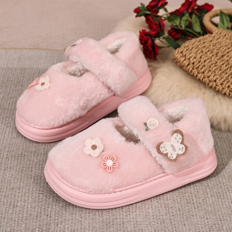 

Slippers Non-Slip Cute Mary Jane All-Inclusive Women's Cotton Slippers Home Slippers Warm Flats