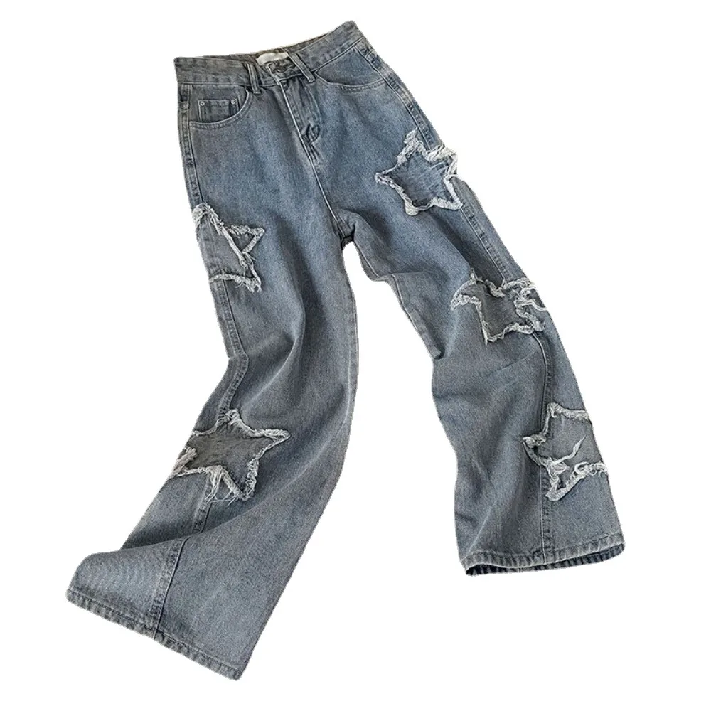 Streetwear 2024 Star Straight Casual Men Jeans Neutral New Wide Leg Loose Hip-hop cargo pants Fashion Streetwear Denim Trousers