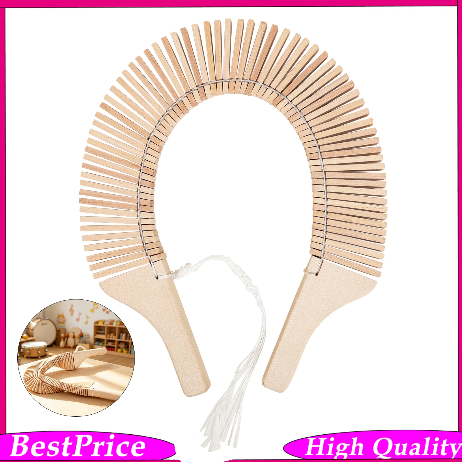Long Snake Whip Percussion Instrument Natural Wood Toddler Educational Instrument for Pleasant Sound Music Festival Atmosphere