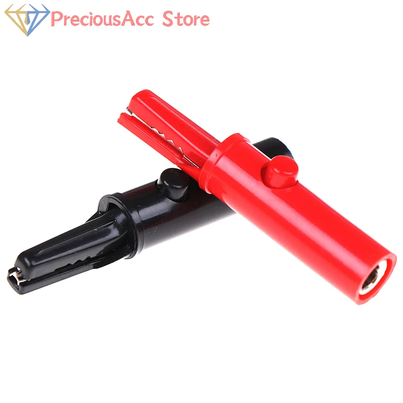 2Pcs Multimeter Alligator Clips Push Button Type Protective Test Leads Connector For Electrical Measurement Tools