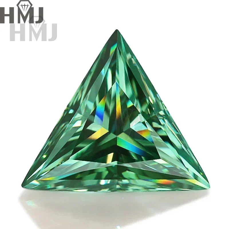 (Never Fade)Loose Moissanite Stones Triangle Cut Natural Aqua Blue/ Green /Blue Color GRA Certificate Charms for Jewelry Making