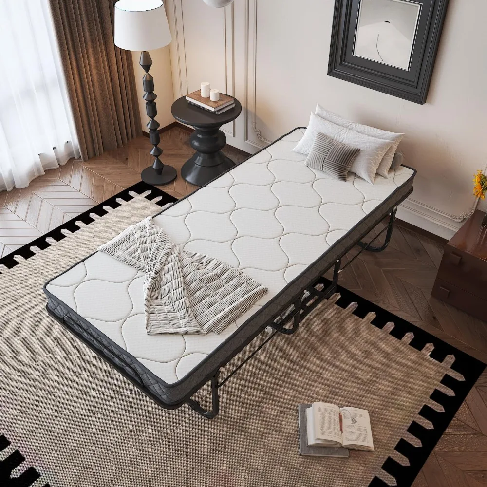 سرير فاخر قابل للطي مع مرتبة إسفنجية الذاكرة - إطار بحجم سرير أطفال 75 × 31 - سرير ضيوف محمول فاخر مع 5 بوصات