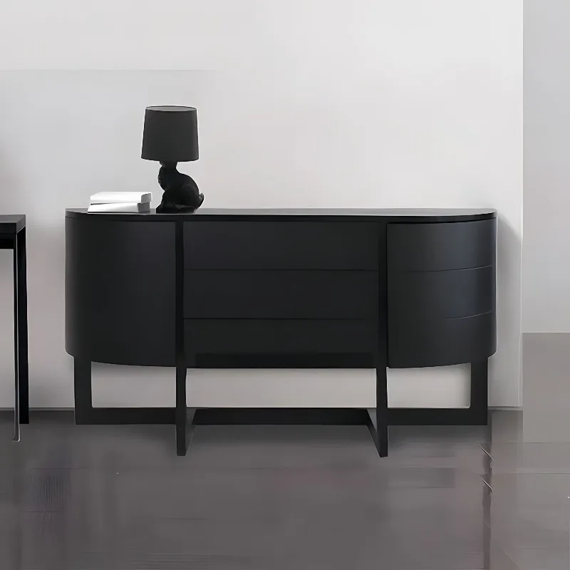 Italian minimalist solid wood entrance cabinet living room home semi-circular entrance table foyer cabinet high-end sideboard