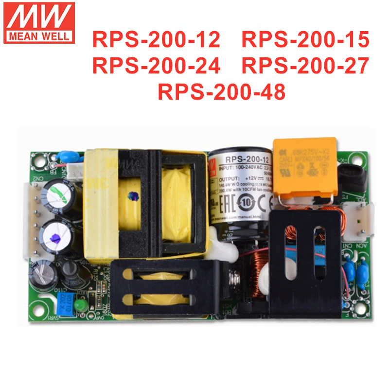 

MEAN WELL PCB Type RPS-200 Series AC to DC Switching Power Supply RPS-200-12 RPS-200-15 RPS-200-24 RPS-200-27 RPS-200-48