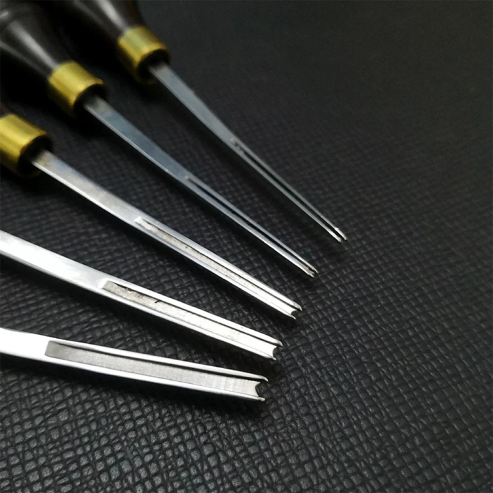 Stahl-Lederkantenabschräger mit Ebenholzgriff, 5 Größen, Handgeführtes Kantenwerkzeug für Lederarbeiten – Detail 5