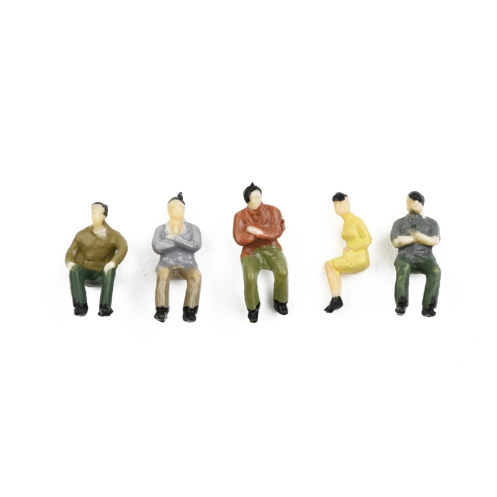 Model People Figures 60 Pcs Accessory Decor HO Scale Hot Mixed Painted Passenger Sitting Plastic Practical 17mm