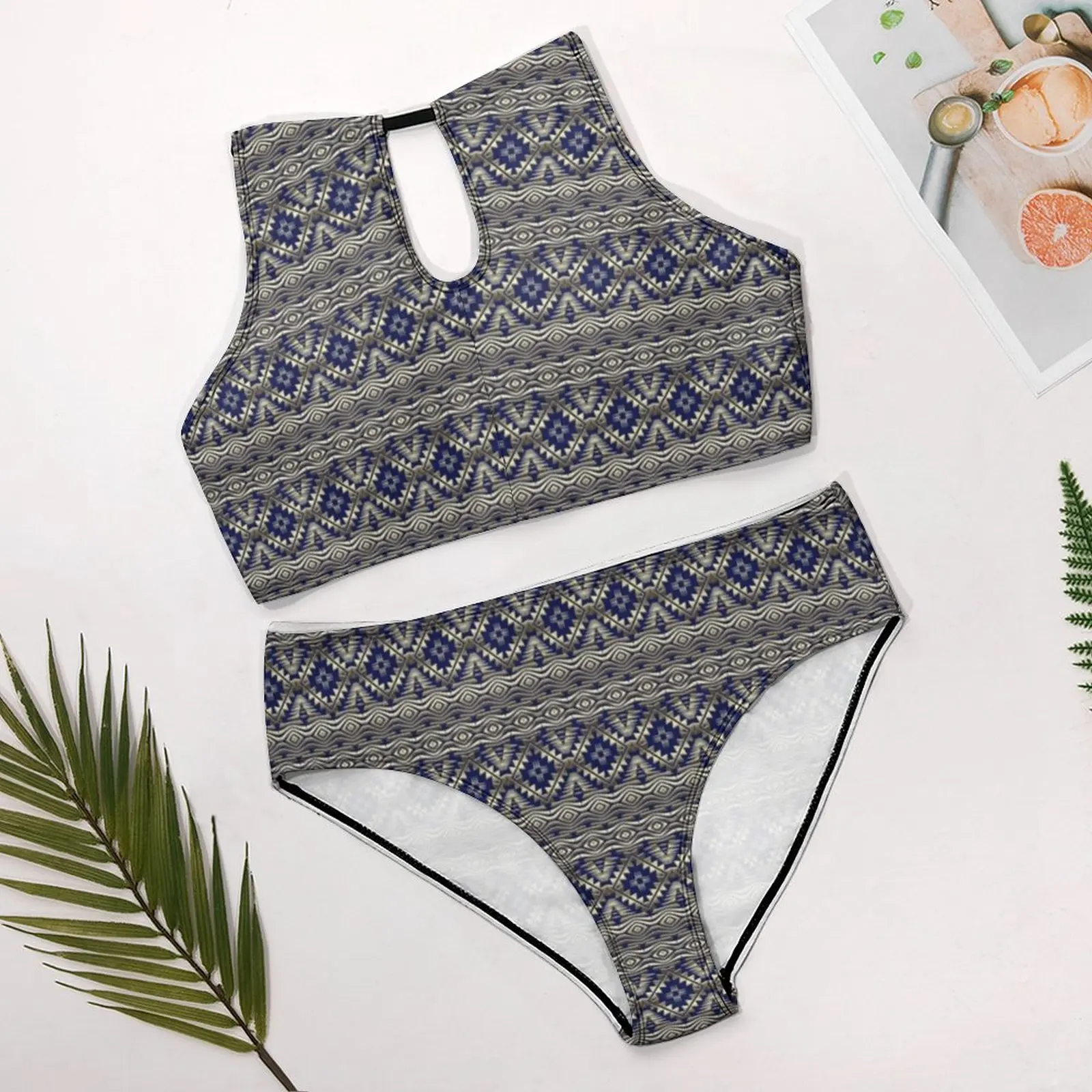 Etniczne bikini w stylu boho Retro kwiatowy Print strój kąpielowy bikini Push Up stroje kąpielowe z paskiem modne kobiece bikini Surfing strój