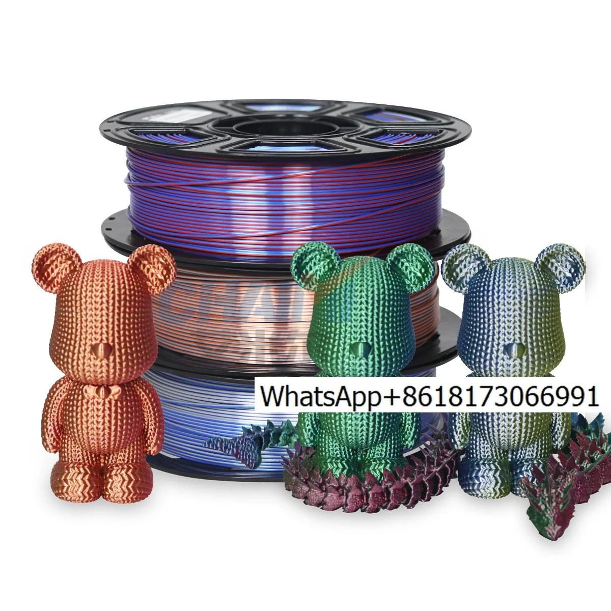 

1PCS，PLA + Silk Two-color/three-color/multi-color Rainbow Gradual Change FDM Material 1kg1.75mm Tuozhu Universal