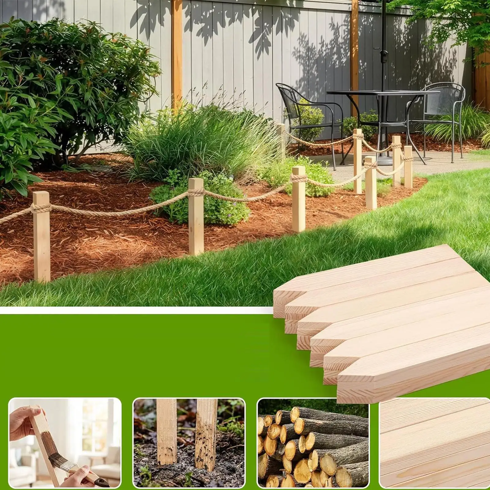 10pcs Wooden Garden Stakes Decorative Rustic Stable Markers Garden Plant For Survey Boundaries Repair String Address Yard
