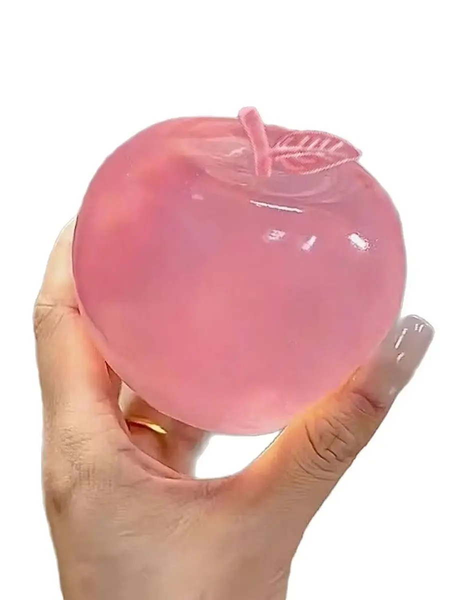 Apfel-Maltose Squishy Spielzeug Sensorisches Fidget-Spielzeug Weiches Transparentes Simuliertes Langsam Zurückfederndes Entspannungsspielzeug für Tägliche Entspannung ﻿ Grün Rosa