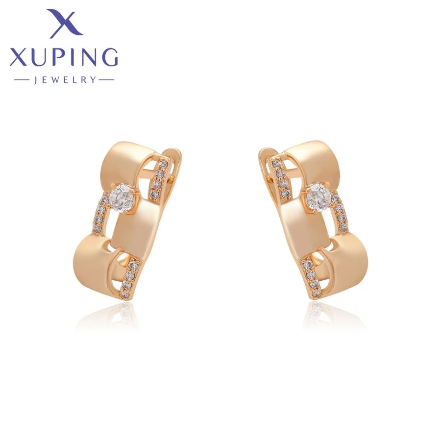 Xuping Jewelry Trendy New Hoop Earrings Stone with Gold Color Earring for Women Girl Charm Jewellery Gift X000712131