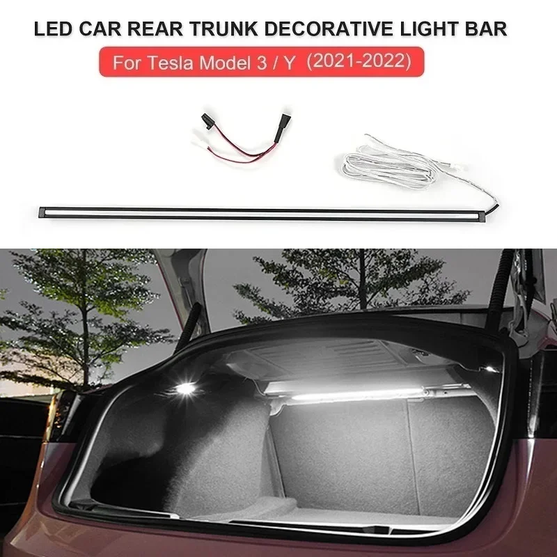 Für Tesla Modell 3, LED, Kofferraumleuchte, Atmosphärenlicht, Innenmodifikation, dekorative Lichtleiste, selbstklebend, Weiß/Blau