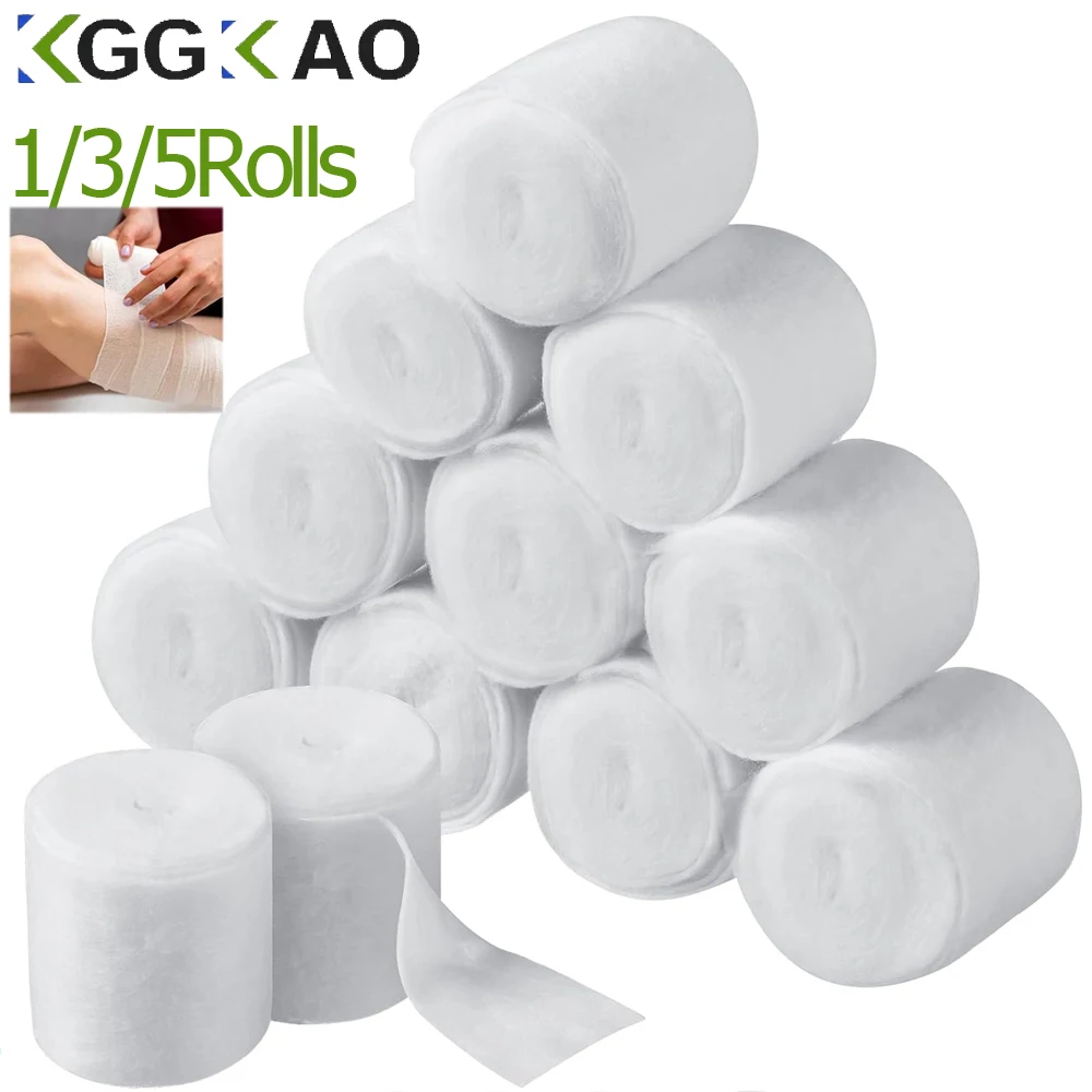 1/3/5 Rolls Disposable First Aid Wound Dressing Tear Resistant Bandage Roll Fixation Absorbent Cotton