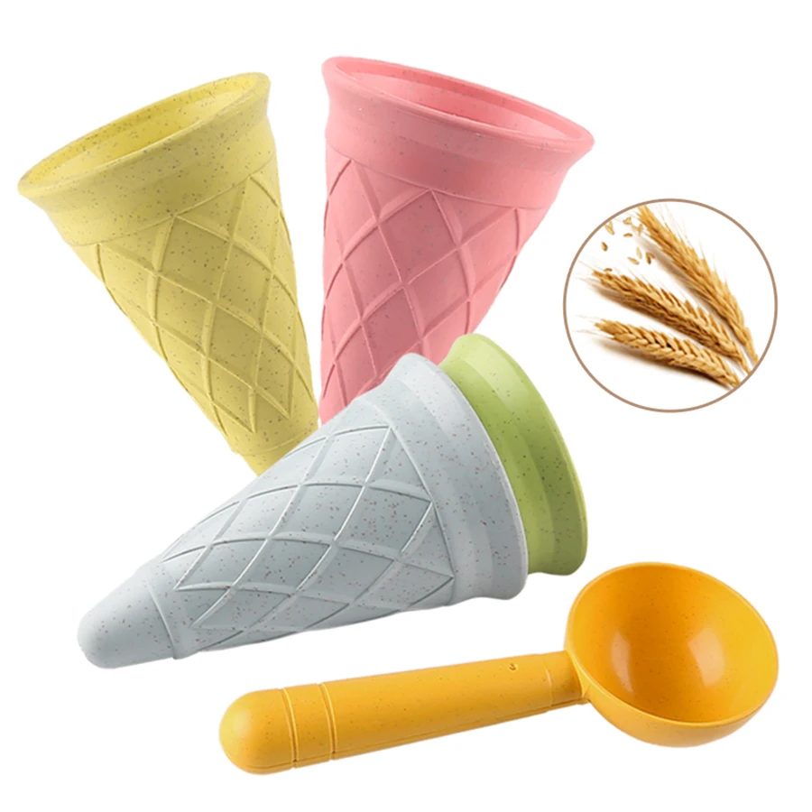 Kinder Spielen Haus Spielzeug Strand Eis Rohr Graben Löffel Set Material von Weizen Stroh Eis Tasse Strand Spielzeug