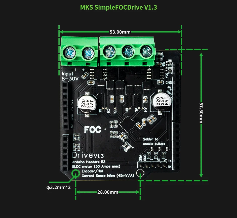 Makerbase SimpleFOC Shield V2.0.4 FOC BLDC Motor Controller Board Arduino Servo – Detail 12