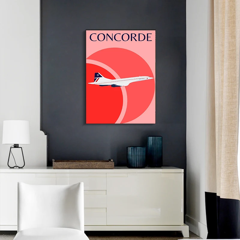 الحديثة الحد الأدنى كونكورد طائرة الملصقات عالية السرعة الطيران يطبع طائرة المدنية حائط لوح رسم صور ديكور غرفة المنزل