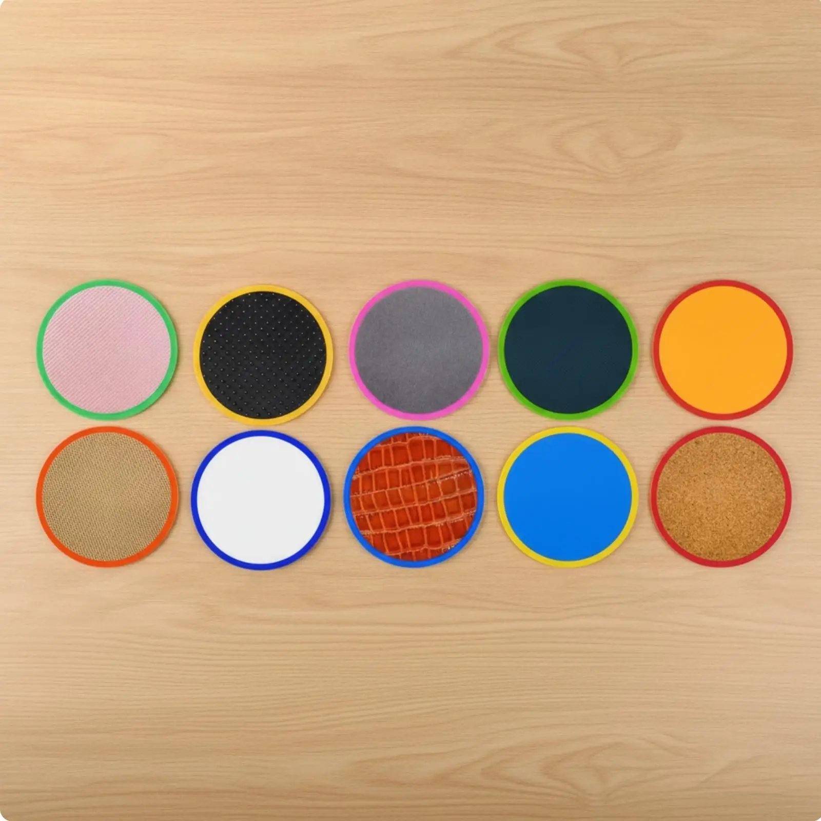 10 Pieces Silicone Textured Training | Textured, Non-Slip, textured Pads with Backing, for Classrooms