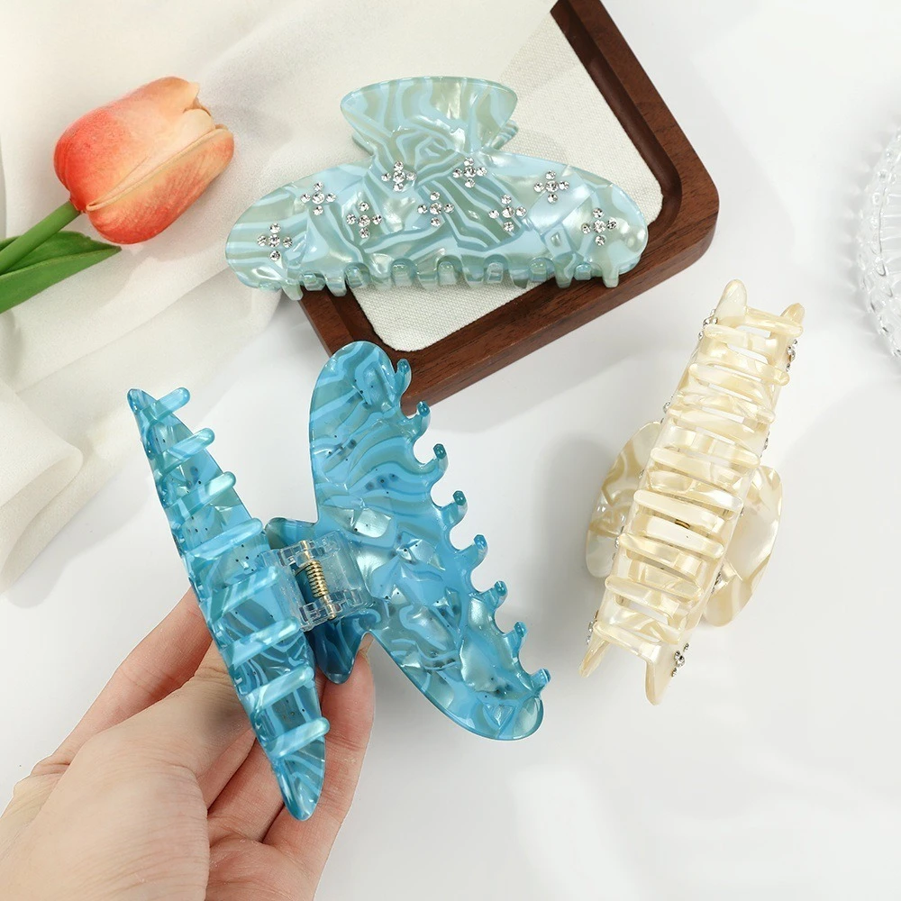 

DS NEW 10.5CM Large Rhinestone Acetate Hair Claw Sweet Korean Style Claw Clips Crab Hair Clips Hair Accessories for Women Girls