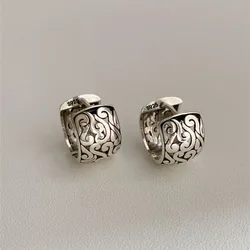 BF CLUB 925 Sterling Silver Earrings For Women Trendy Simple Retro Earring Jewelry Prevent Allergy Party Accessories