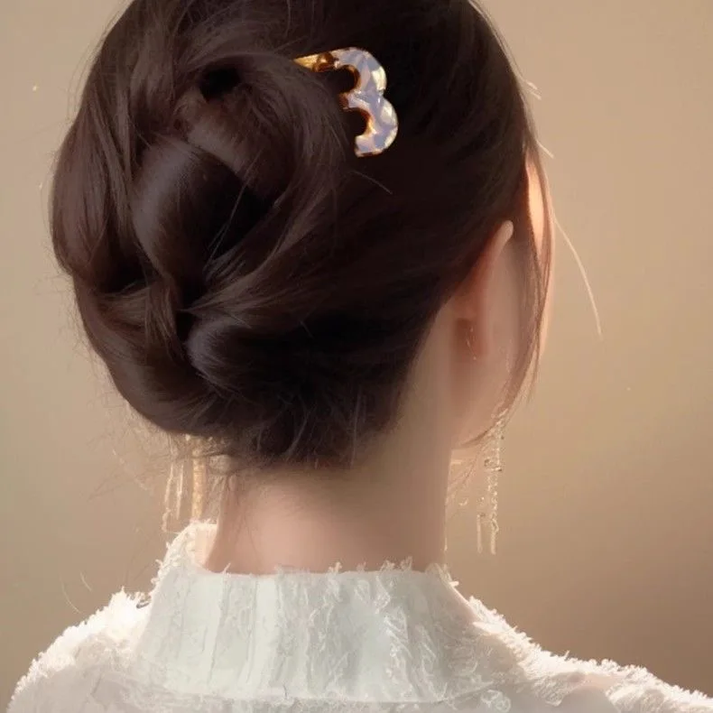 New French Hair Pins for Women U Shaped Fashion 3 Prong Bun Hair Sticks Hair Forks Vintage Hairstyle Accessories