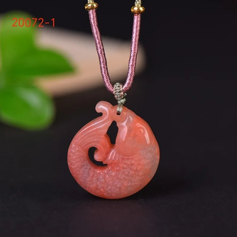 

Pink Jade Hand-carved Fish Pendant Fashion Boutique Jewelry Men and Women Every Year with Surplus Necklace Gift