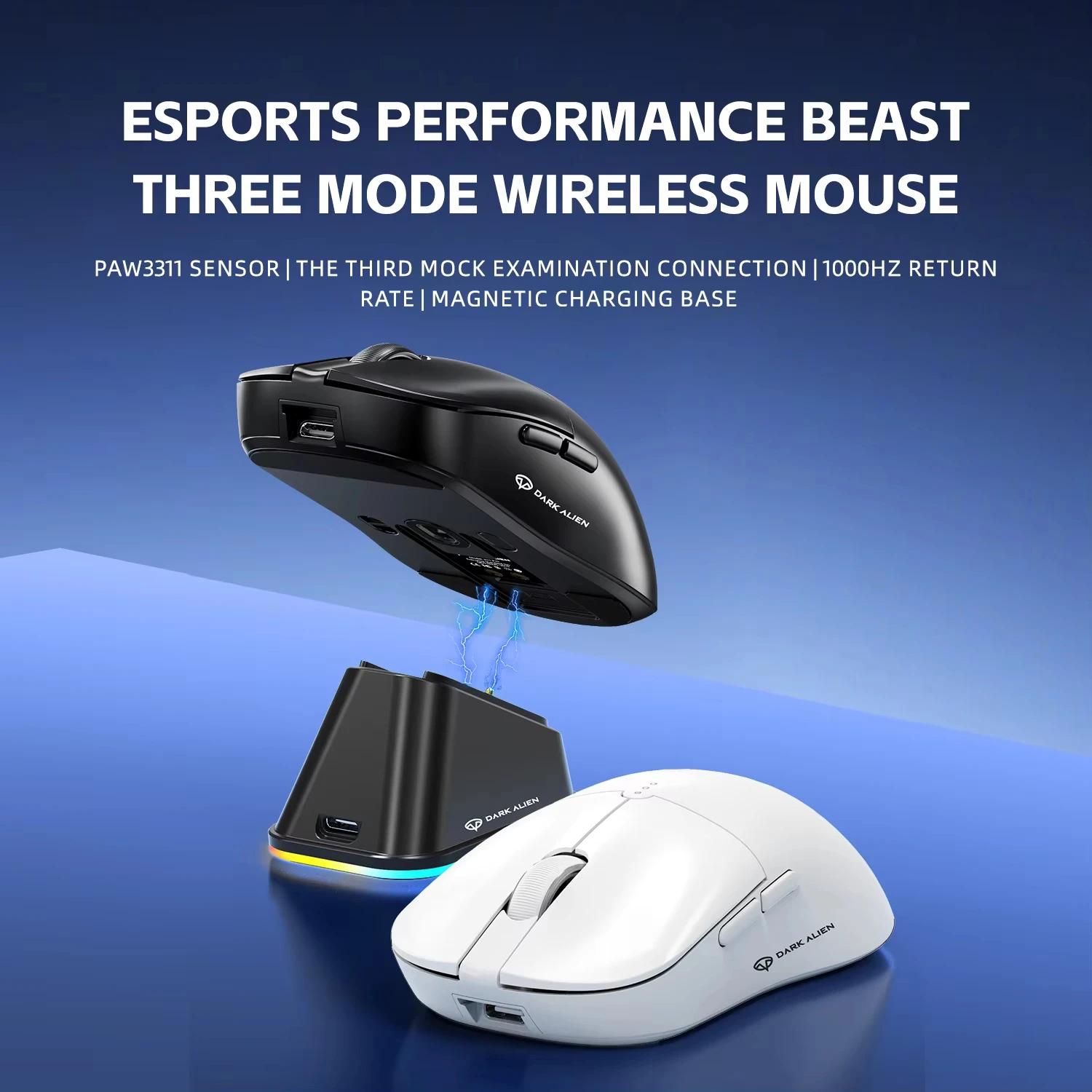 X11Pro Tri-Mode Wireless Gaming Mouse PAW3311 RGB Backlit With Magnetic Charging Dock 12000DPI Adjustable Esports PC Mouse