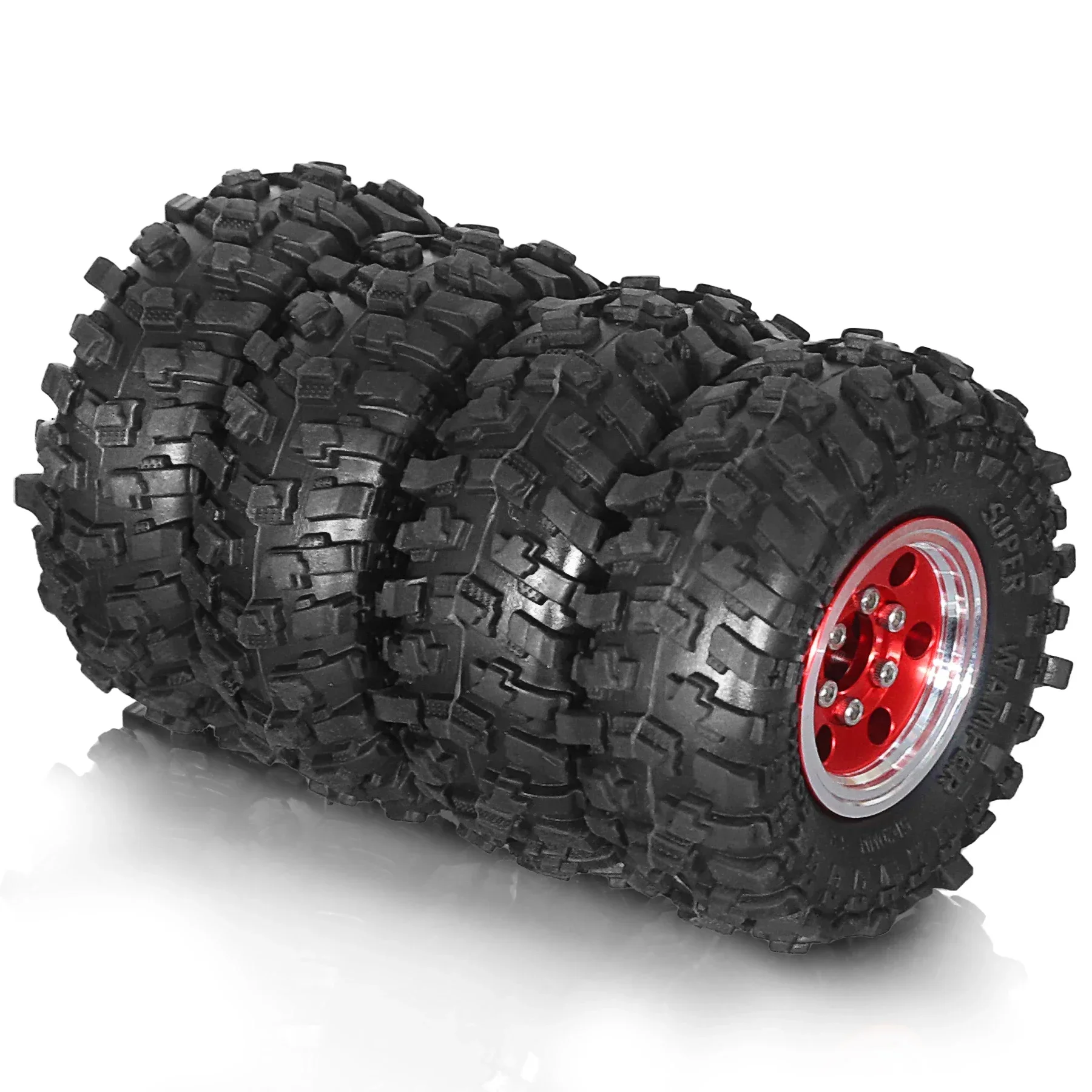 4pcs 51mm 1.0" Metal Beadlock Wheel Tire Set For 1/18 1/24 RC Crawler Car TRX4M SCX24 AX24 FCX24 Upgrade Parts Accessories