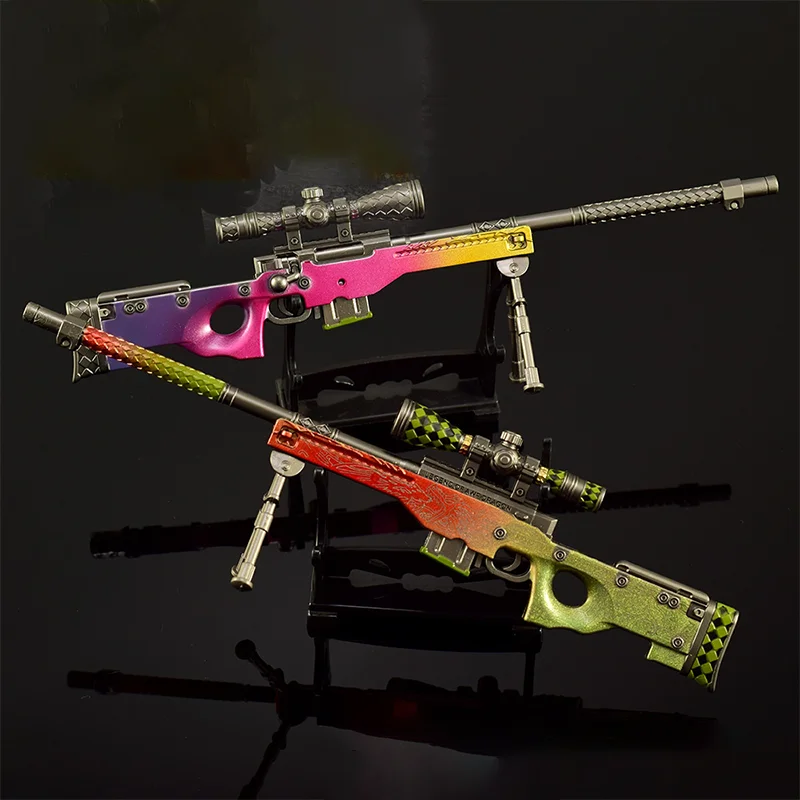 Rifle de francotirador AWP de 22cm, juego de Color degradado Legend of The Dragon, colección militar, modelo de pistola, adornos artesanales totalmente metálicos, regalos