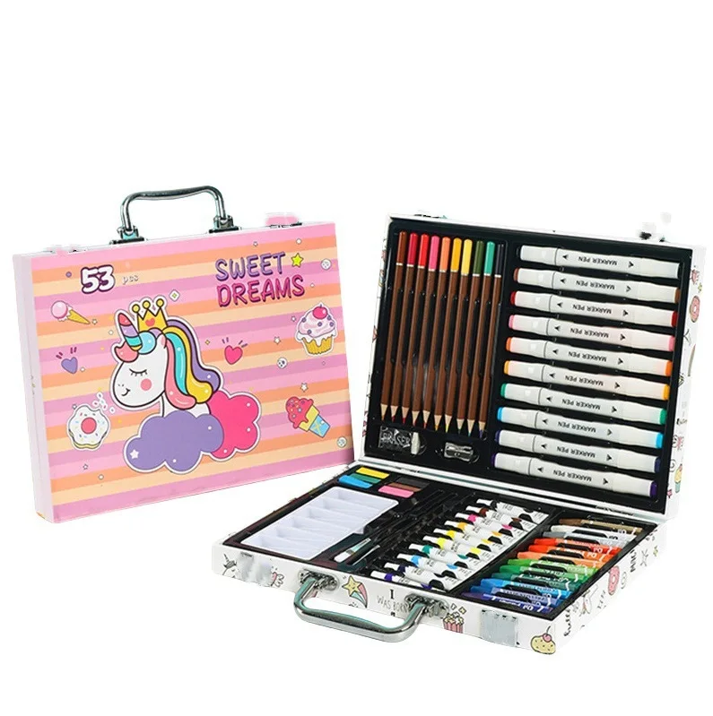 

53Pcs Brush Set Watercolor Pen Set Painting Set Children's Elementary School Prizes Painting Supplies School Gifts