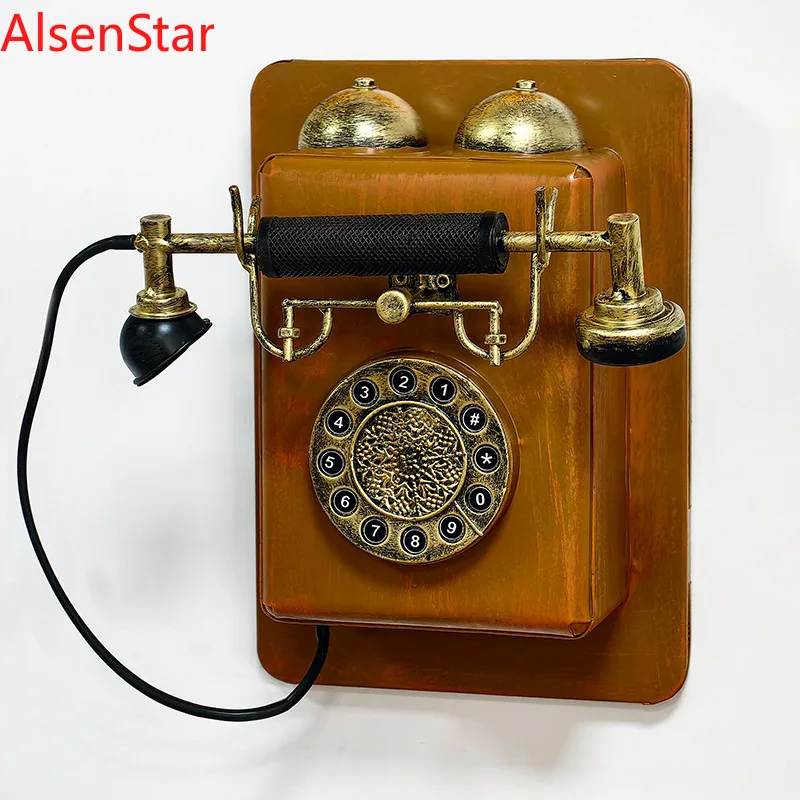 

Retro Old Wall-mounted Telephone Model Clothing Store Bar Window Wall Decoration Photography Prop Home Decoration
