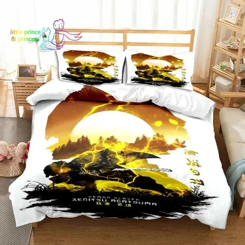 Agatsuma Zenitsu Anime Demon Slayer Bedding Set Single Twin Full Queen King Size Bed Set Aldult Kid Bedroom 3D Print