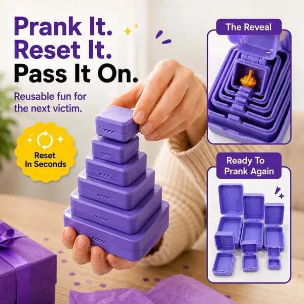 Multi Layer Surprise Prank Box, 3D Printed 6 Layer Box Inside Box with Mini Middle Finger Gifts Birthday Party Prank Gift Box