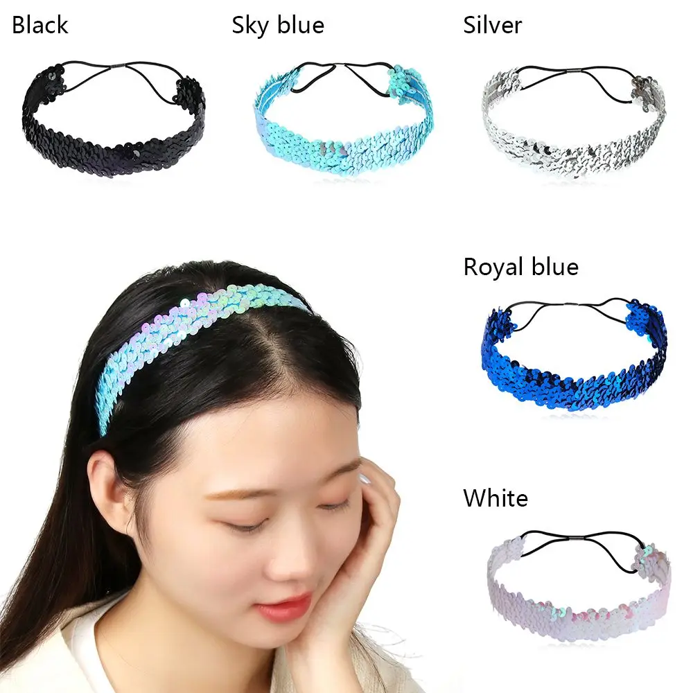 Accesorios para el cabello para mujer, diadema con lentejuelas, lazo elástico brillante, diadema con purpurina