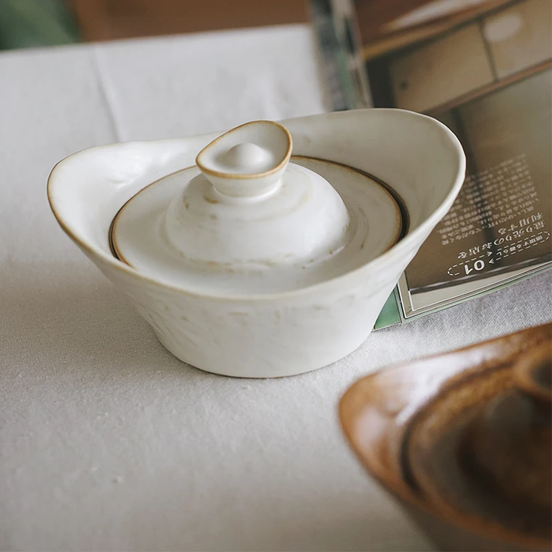 وعاء Yuanbao أدوات مائدة منزلية رائعة ومتخصصة بتصميم فريد ومميز للمطاعم وعاء حلوى من السيراميك