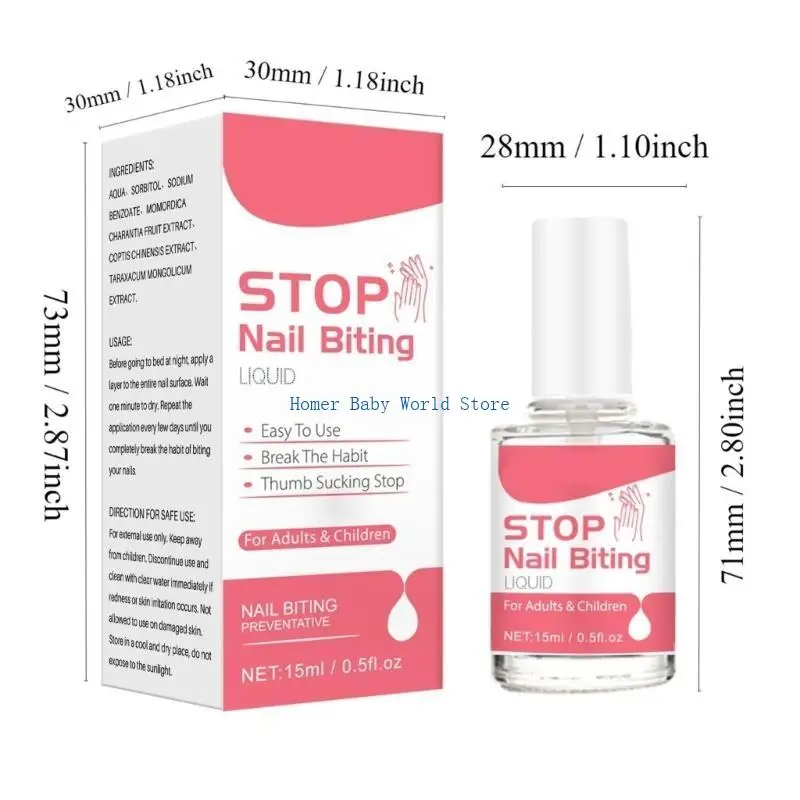 B2QD 15 مل ماء مرير للأظافر ذو سعة كبيرة للأطفال والكبار لوقف مص الأصابع