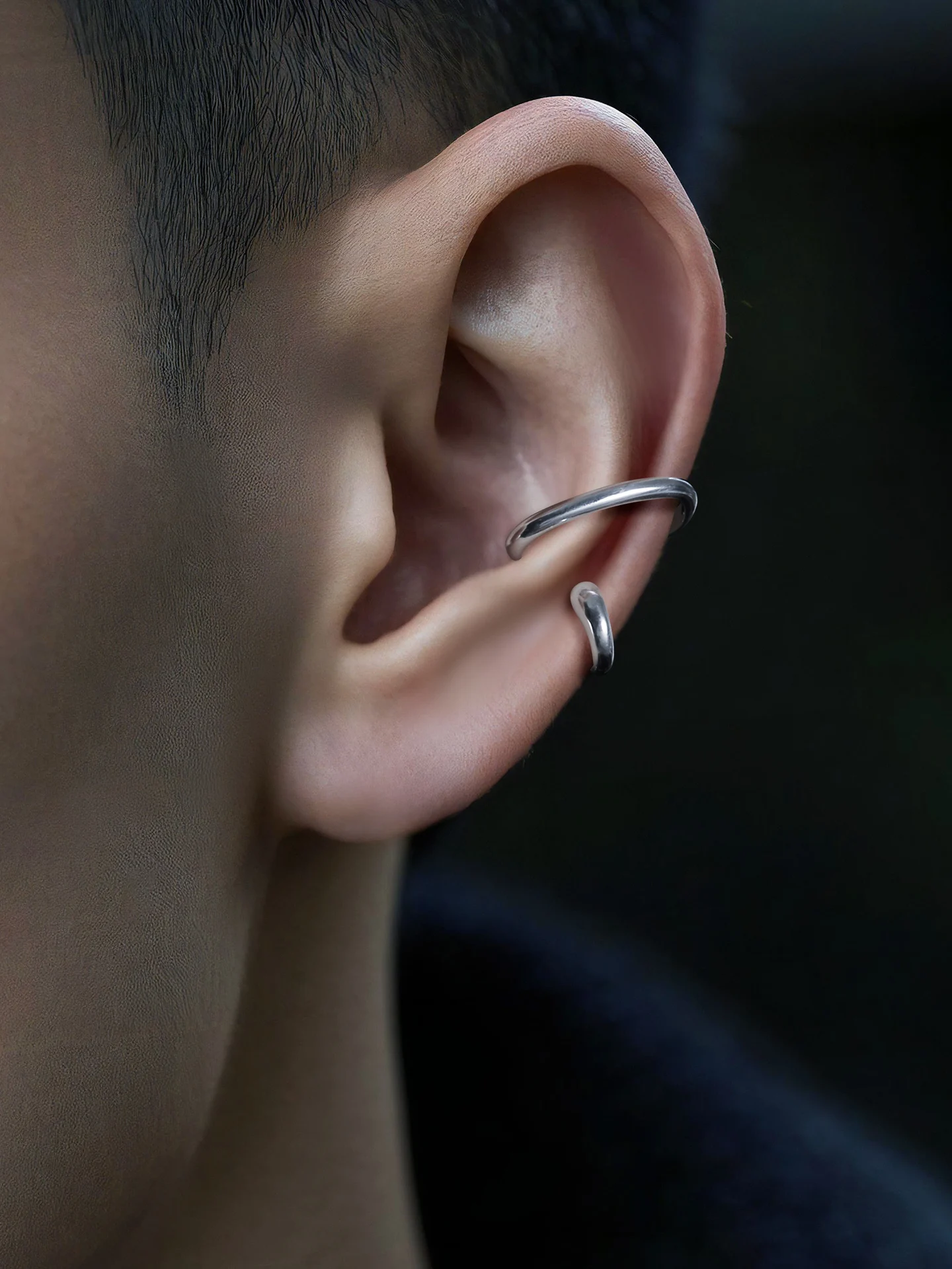 Yuki Pure Silver Ear Cuffs Unisex Minimalist Design High Fashion Trendy No Piercing Required Elegant Ear Jewelry Accessory